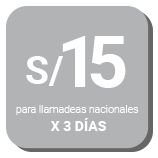 S/ 15 para llamadas nacionales x 3 días